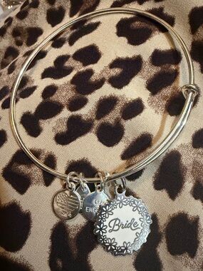 Alex and Ani Silver 'Bride' Floral Charm Bangle